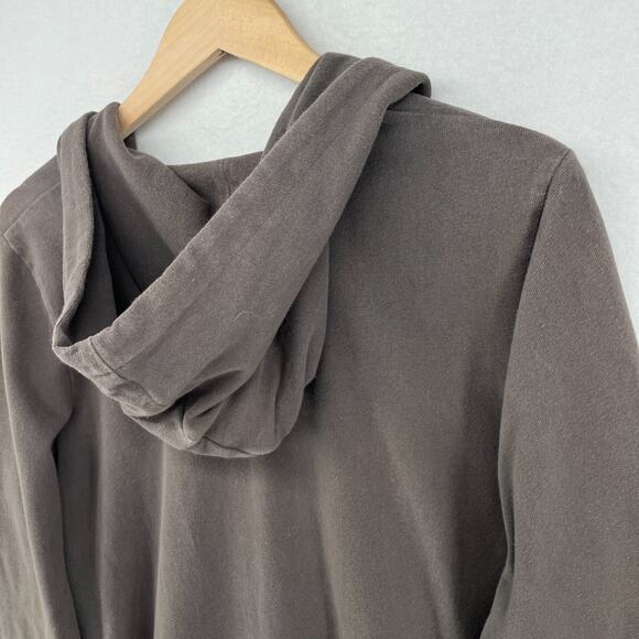 EILEEN FISHER Jacket L Heavy Brushed Jersey Organic Cotton Hooded Full Zip Gray - Picture 8 of 16